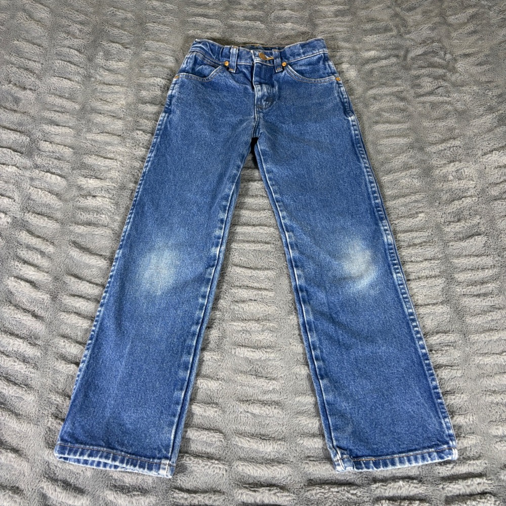 Wrangler Boys Vintage Straight Leg Western Denim Jeans Medium Wash Blue AT167